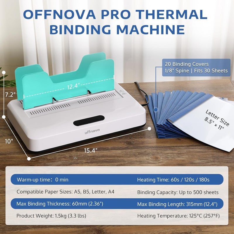 OFFNOVA Thermal Binding Machine 500 Sheets Capacity, No Preheat, Air Cooling, Book Binder Machine with 10 Binding Covers, for A4/A5/Letter Size Business Documents, Office and Homeschool Projects - Image 5